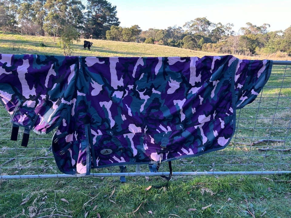 BRAND NEW 600D WATERPROOF TURNOUT RUG COMBO NO FILLING (Purple Cam) - image 2 of 4