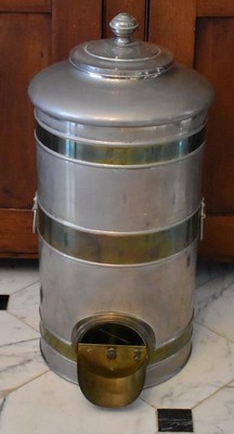 EARLY 1900S ANTIQUE CHROME & BRASS 2 HANDLED COMMERCIAL COFFEE BEAN