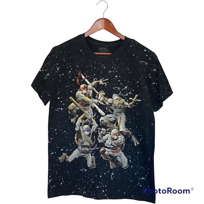 Teenage Mutant Ninja Turtles Black Splatter Paint Look T Shirt Size M Medium 