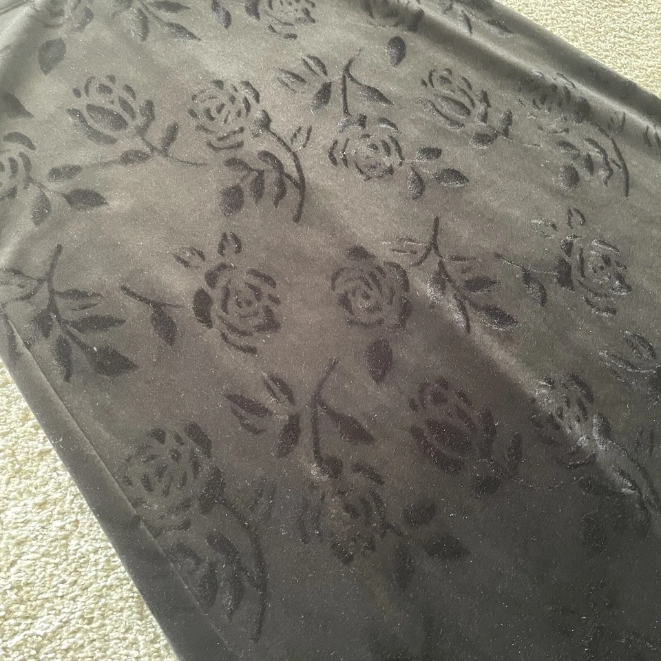 Vintage Whimsigoth Exact Change Midi Skirt Womens 9/10 Black Burnout Velvet Rose - Image 2 of 4