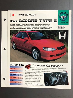 1998 Honda Accord Type R Poster, Spec Sheet, Folder, Brochure