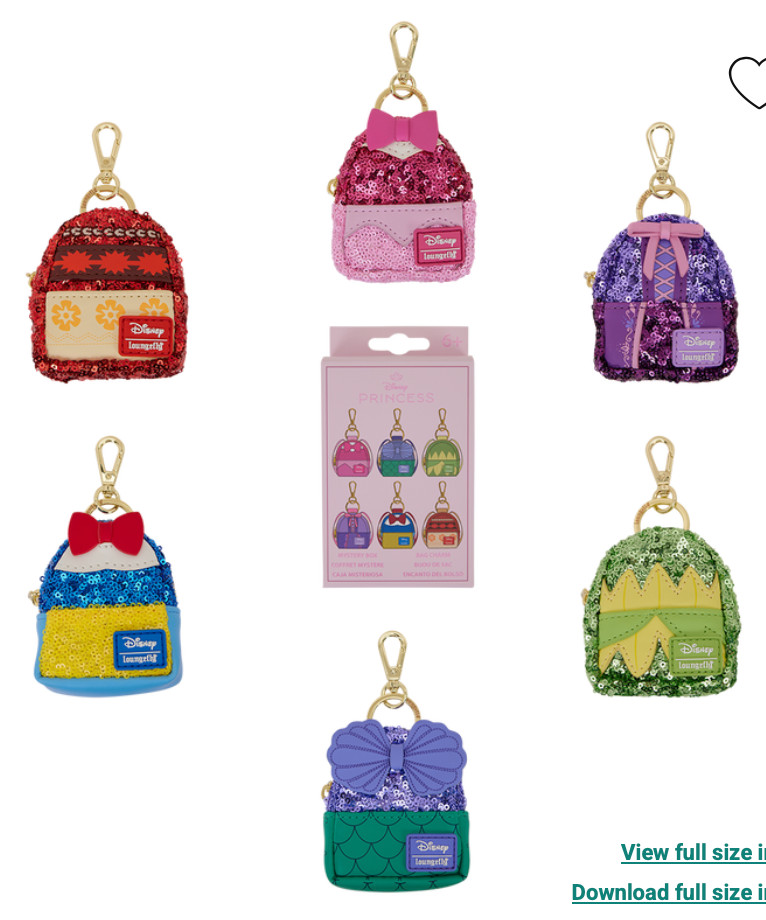EXCLUSIVE Loungefly Disney Princess Sequin Backpack Keychain Bag Charm FULL SET image 9