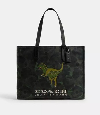 COACH アーミーグリーンレザートートバッグ L2221-CH757 Coach Outlet Camo Print and Rexy Tote CCD11 PW1 Army Green Multi