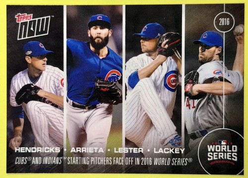 2016 Topps Now 621 Kyle Hendricks / Jake Arrieta / Jon Lester / John Lackey / Josh Tomlin / Trevor Bauer / Corey Kluber / Danny Salazar
