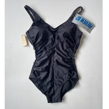 NWT Deadstock Vtg 80s Gottex Black One Piece Swimsuit Retro Sz 42, 34/12