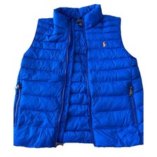 Polo Ralph Lauren Puffer Vest Boys Med snow winter Blue Full Zip Pony Logo NWOT