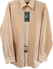 NWT Perry Ellis Signature Mens Orange Wrinkle Free Dress Shirt Sz L 16.5-34/35