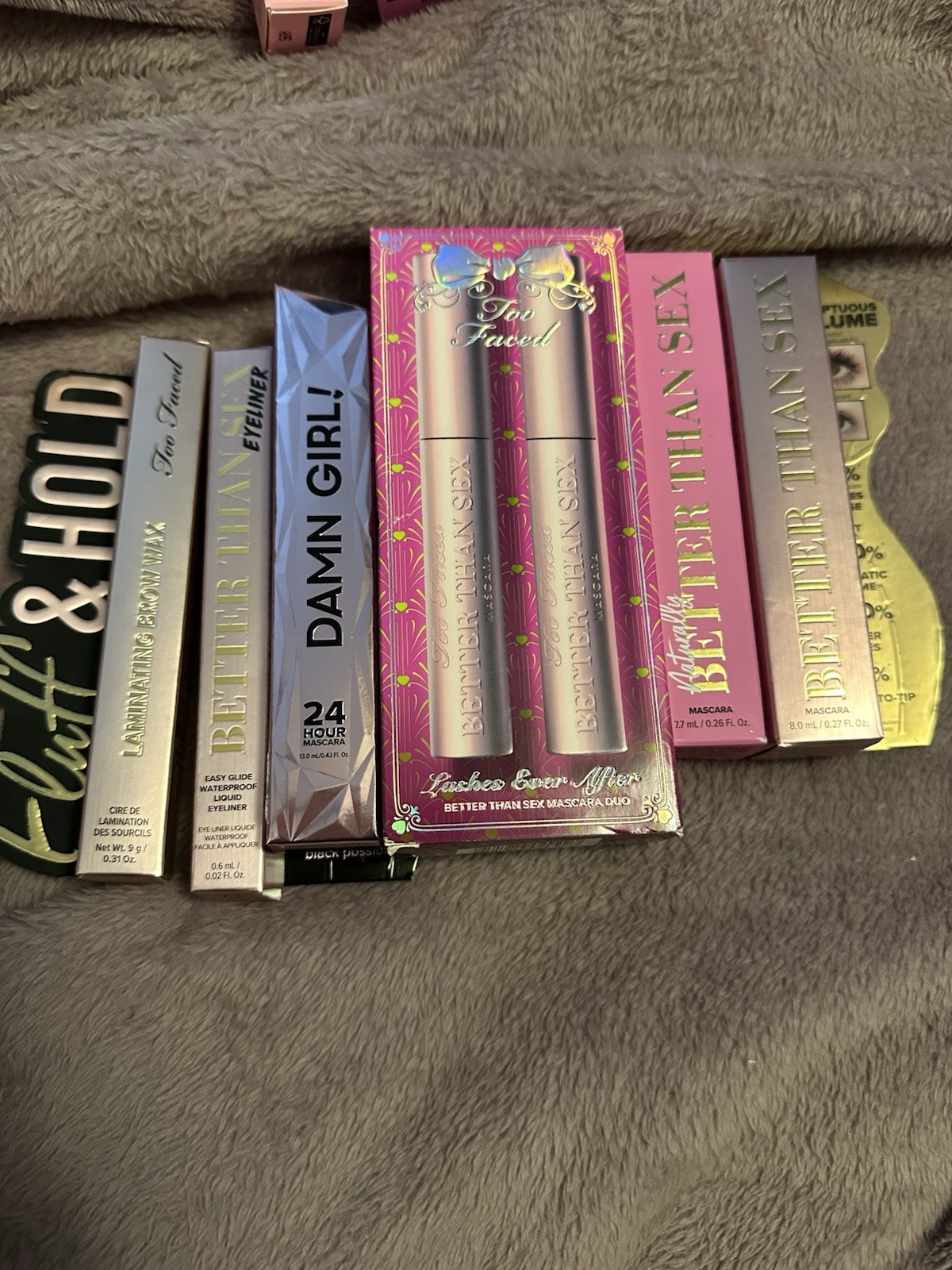 Too Faced Better Than Sex Damn Girl Lashes Eyeliner Brow Wax Mixed Makeup Lot