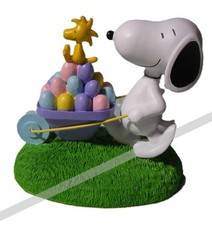 Peanuts Snoopy Woodstock EASTER EGG Wheel Barrel Tabletop Decor New (/264)