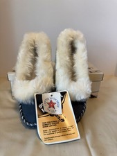 Sioux Mox Lined Moccasins- Woman's Suede Leather -7M- Vintage-New/ in box.