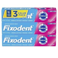 Fixodent Complete Original Denture Adhesive Cream, 2.4 oz, 3 Pack