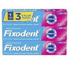 Fixodent Complete Original Denture Adhesive Cream, 2.4 oz, 3 Pack
