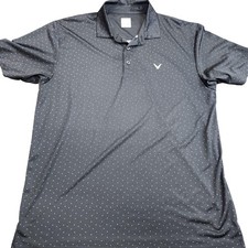 Callaway Golf Polo Shirt Mens Large Black Geometric Logo Performance Golf Casual