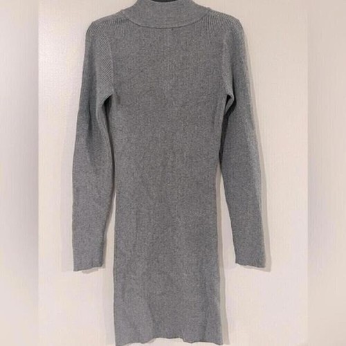 HIPPIE ROSEJuniors' Quarter-Zip Sweater Dress Grey size S - Picture 4 of 6