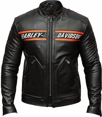 Bill Goldberg Men's Harley Davidson Leather Motorcycle Jacket with Safety Protection