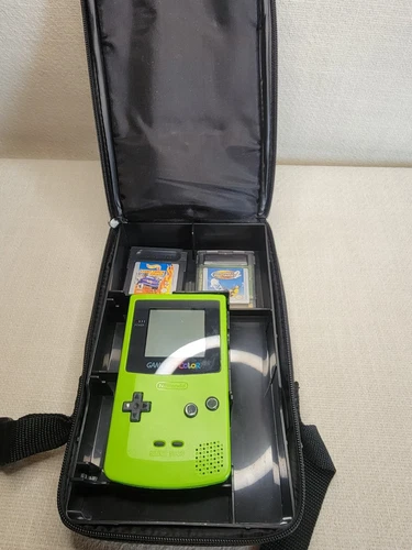 Nintendo Gameboy Color Kiwi Lime Green Handheld System + Case & Games. Working. 