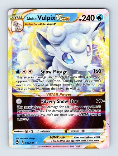 Alolan Vulpix VSTAR - Silver Tempest 034/195 - Ultra Rare - NM - Pokémon