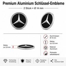 2x Mercedes Schlüssel Sticker Aufkleber Emblem Logo - 14 mm - Aluminium 2x Mercedes Schlüssel Sticker Aufkleber Emblem Logo - 14 mm - Aluminium