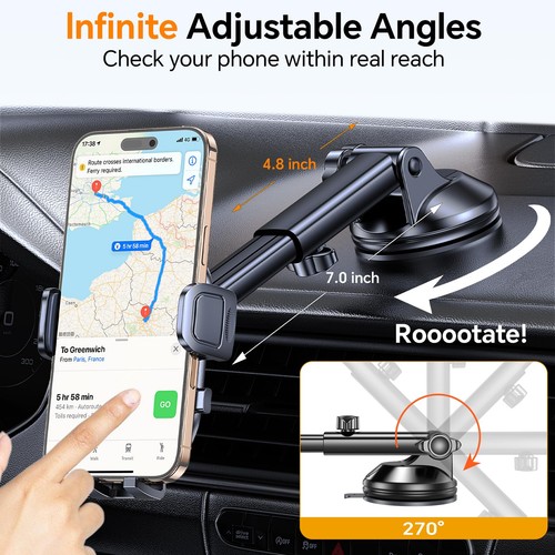 Car Phone Holder Mount【Windshield+Vent+Dash】Suction Cup Phone Holders for You... - Picture 5 of 9