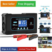 20-Amp Smart Battery Charger Lithium LiFePO4  Lead-Acid, 12V/24V Rapid Autom...