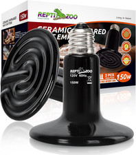 REPTI ZOO 150W Reptile Heat Lamp 2Pack Ceramic Heat Emitter Night Heat Lamp Bulb