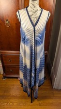 Lori Lulu Patricia Blue & White Geometric Sleeveless Maxi Dress XL