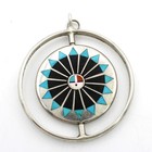 Signed Southwest 925 Turquoise Red Coral Inlay Necklace Pendant Lot  3 #S5308-5 — photo 6