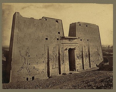 The Pylon,Edfou,Rear View,Bas-relief,Temple of Horus,Idfu,Egypt,Francis Frith