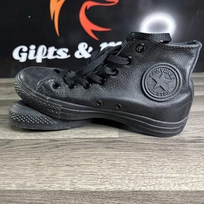 RARE Converse Chuck Taylor All Star Leather High Top Classic  Black Mono Mens 5
