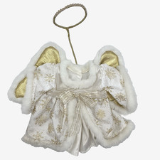 Build A Bear White Gold Christmas Angel Halo Glitter Snowflake Fur Teddy Costume