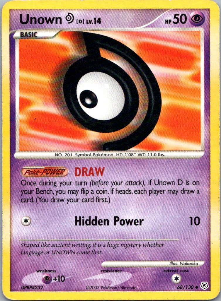 Pokemon TCG Unown D 68/130 Diamond Pearl LP
