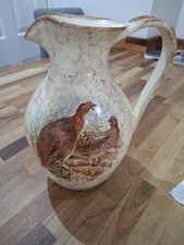 Vintage Yorkshire Moorlands Pottery Alsatian Pheasant Cermaic Jug