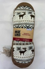 MUK LUKS Women s Slipper Socks Reindeer Christmas Warm Cozy L/XL 8-10