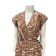Vintage 1970s Bill Tice Wrap Dress 70s Zebra Print Brown  White / XS -