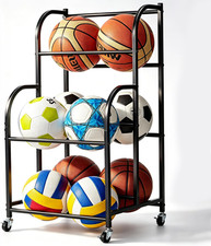Basketball Rack with Wheels - Space-Saving Vertical Ball Storage for Basketball,
