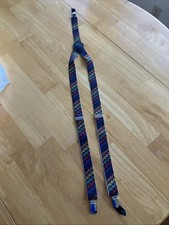 New Unisex Suspenders Black With multi colored Peace Signs And gold toned Clips