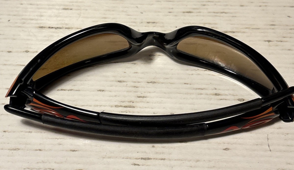 vintage oakley straight jacket sunglasses black Orange Flames Fire