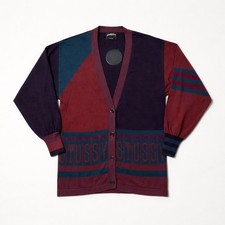 Stussy women  s color block cardigan streetwear oversized Collegiate Street Wear