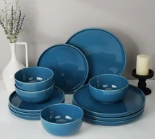 Kitchen Plates and Bowls Set Dinner Set for 4 Handpainted Dinner ware Sets, M...