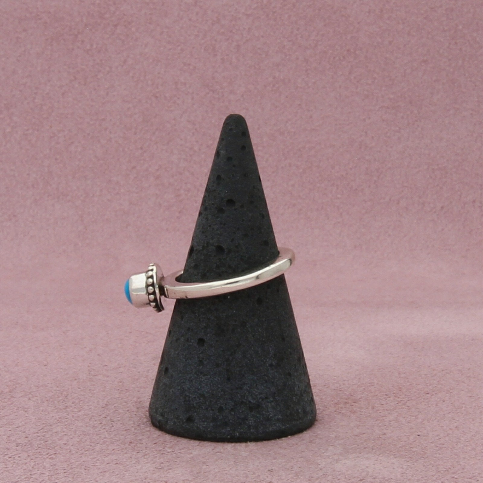 sterling silver beaded turquoise stack ring size … - image 2