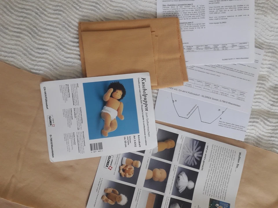 Waldorfpuppen selber machen: Trickotstoffe inkl. Kopf-Rohlingen aus Schafwolle - Bild 2 von 4