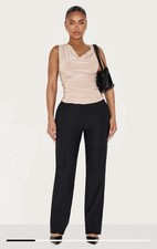 PRETTYLITTLETHING Black Stretch Woven High Waisted Cigarette Trousers UK 12