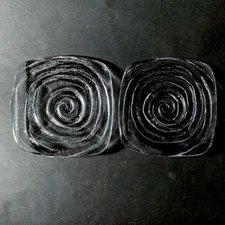 SIMON PEARCE  THETFORD SQUARE PLATES, Hand Made, Art Glass, 6", Made in USA, 2PC