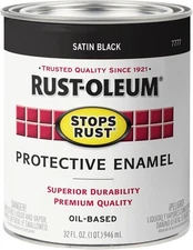 Rust-Oleum 7777502 Protective Enamel 32 Fl Oz (Pack of 1), Black Satin Finish 