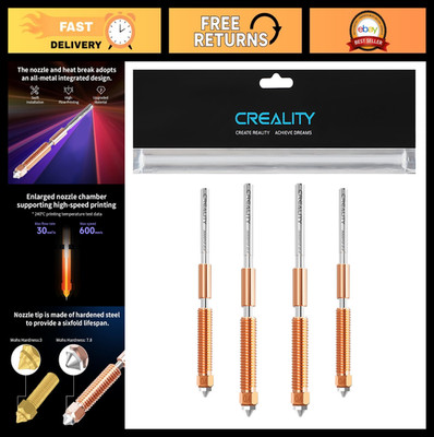 High-Performance 3D Printer Nozzle Set - 0.4mm, Titanium Alloy Heat Break, Coppe