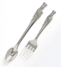 Royal Doulton Tally Ho Bunnykins Silver Stainless Infant Feeding Spoon Fork USA