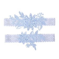 Wedding Garter Set for Bride Stretchy Lace Leg Floral Pearl Rhinestone Bridal