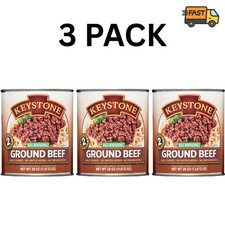 Keystone Ground Beef 28 oz 3 Pack Fully Cooked Canned Meat Free Shipping