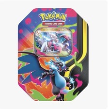 Pokemon Mega Charizard ex Factory Sealed Tin Box - Charizard X - 4 Booster Packs