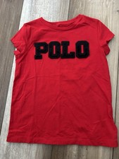Ralph Lauren Girls Polo Size 6 Big Polo Patch Spelled Out Red